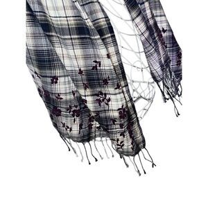 GREAT CONDITION J.Jill Scarf/Wrap/Shawl  Blue/Maroon/Beige/White Acrylic & Cotto